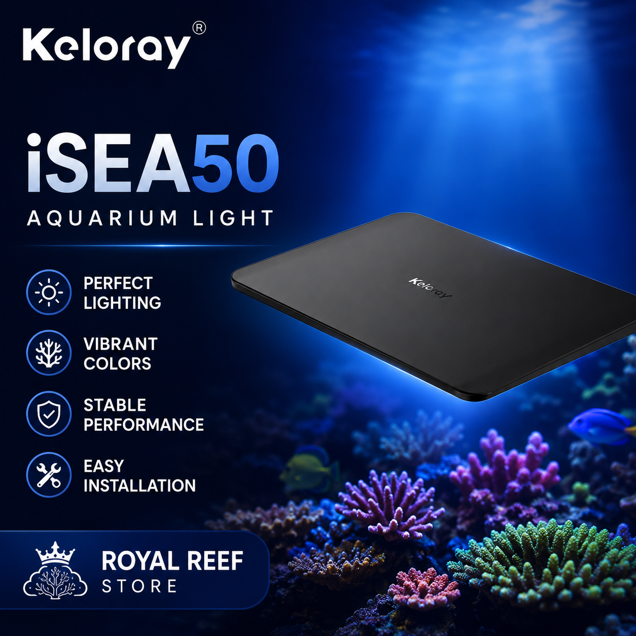 Aquarium Fish Light Lamp - Keloray iSEA50 50W Fanless Full Spectrum